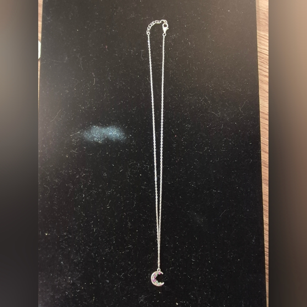.925 Sterling Silver Colorful Crescent Moon Necklace Brand new. Never used befor